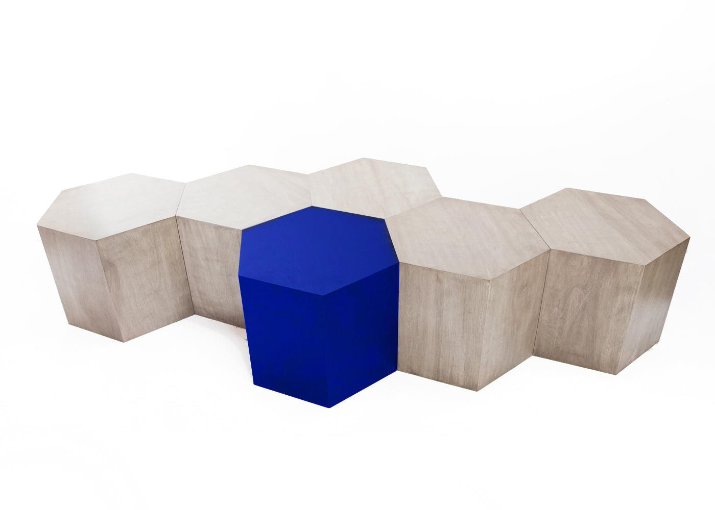 Hexagon Wood Modern Geometric Table- Matte Indigo Hammers and Heels