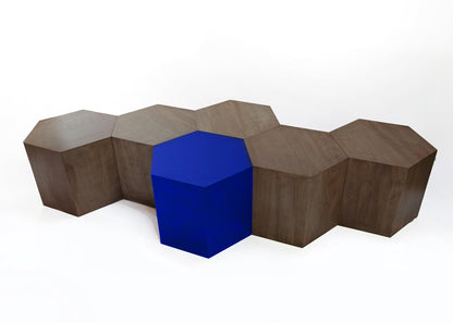 Hexagon Wood Modern Geometric Table- Matte Indigo Hammers and Heels