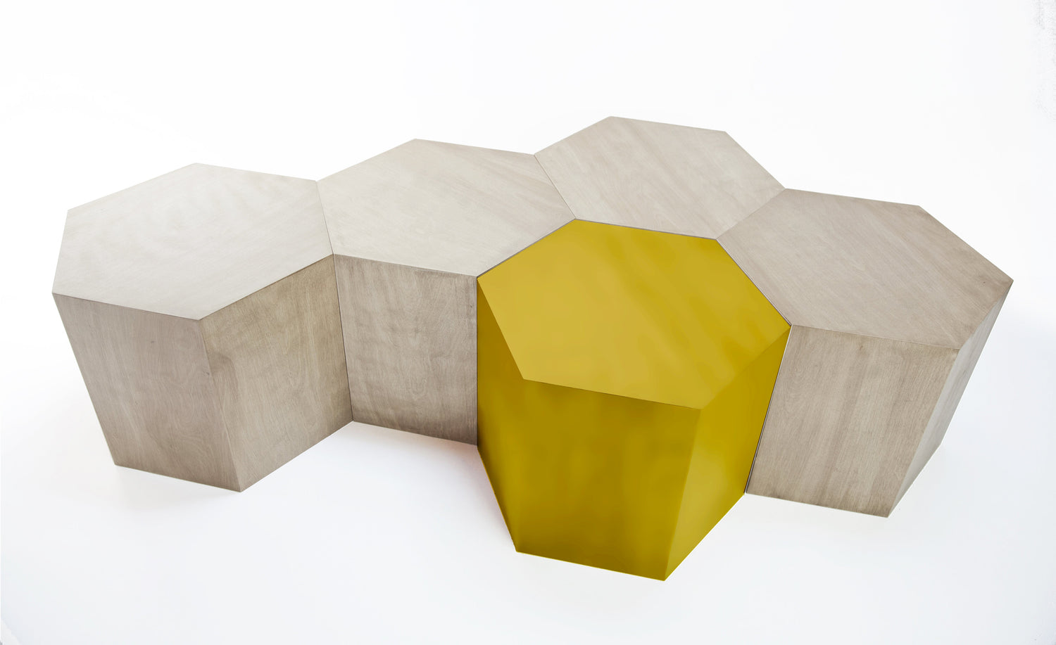 Hexagon Wood Modern Geometric Table- Oak Hammers and Heels