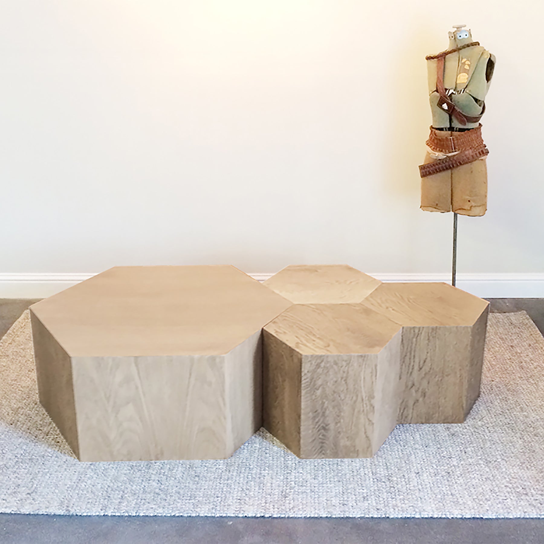 Hexagon Wood Modern Geometric Table- Oak Hammers and Heels