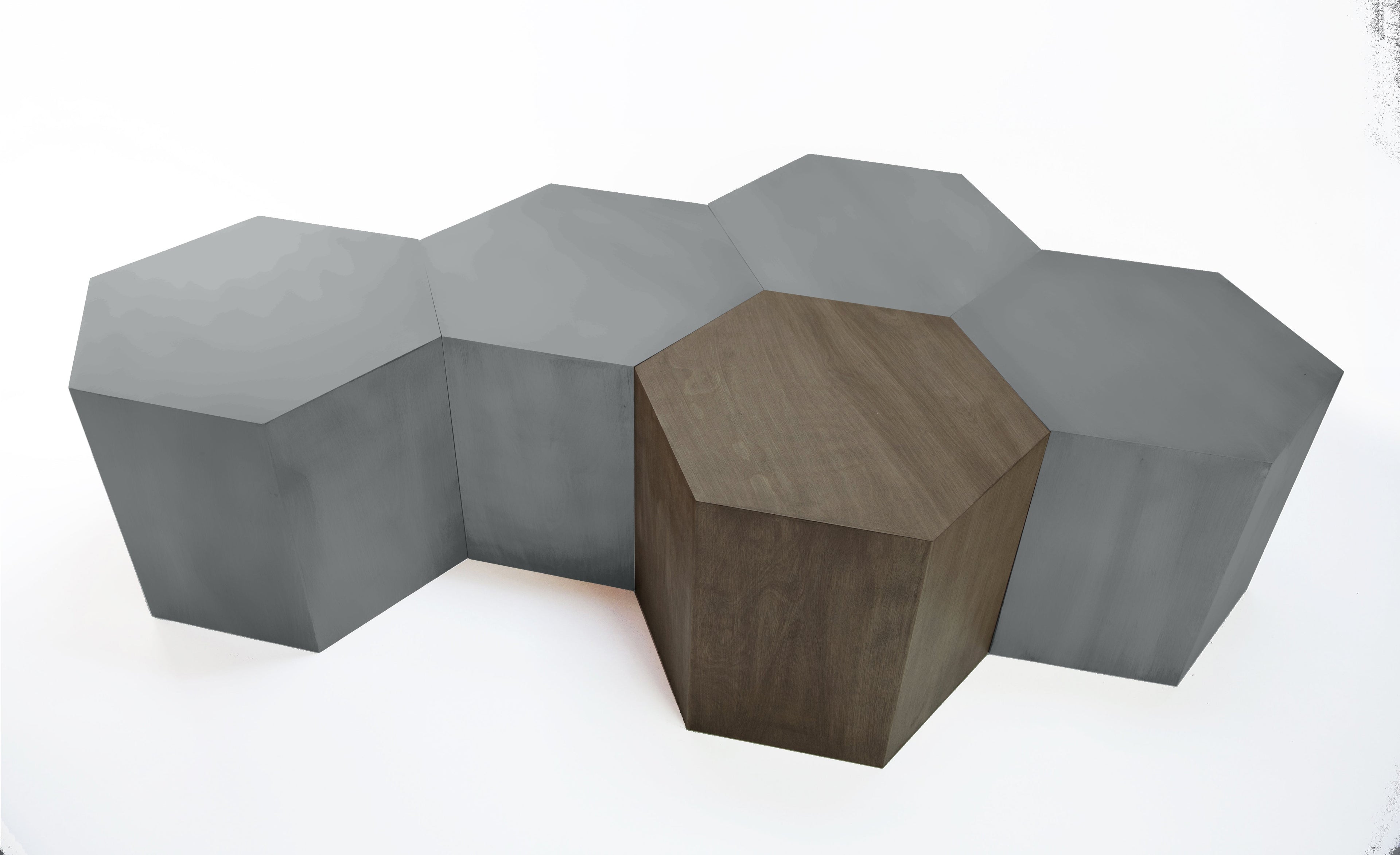 Hexagon Wood Modern Geometric Table- Walnut Hammers and Heels