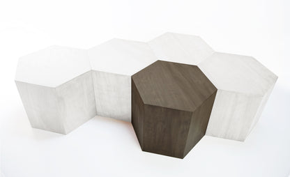 Hexagon Wood Modern Geometric Table- White Washed Hammers and Heels