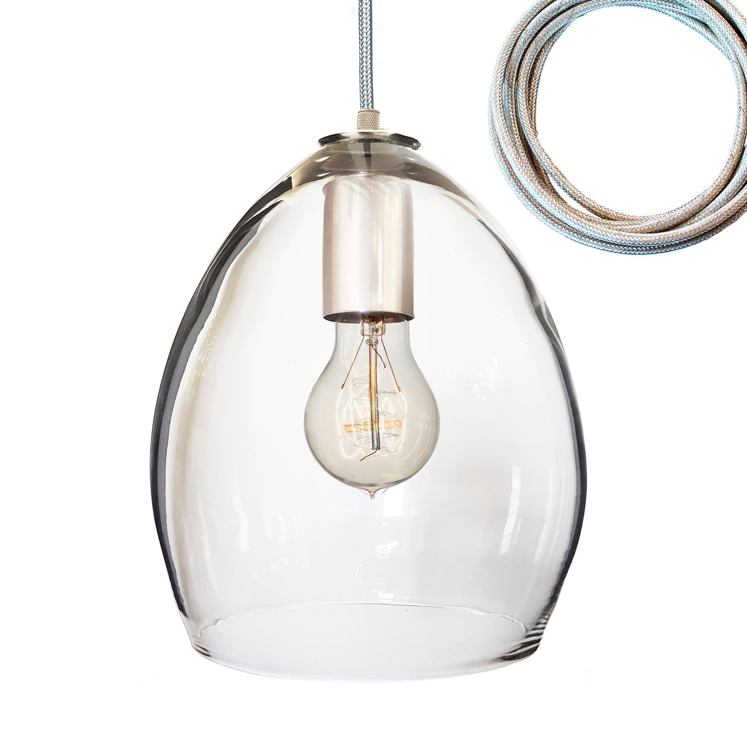 Clear Hand Blown Glass Orb 3 Light Stagger Chandelier