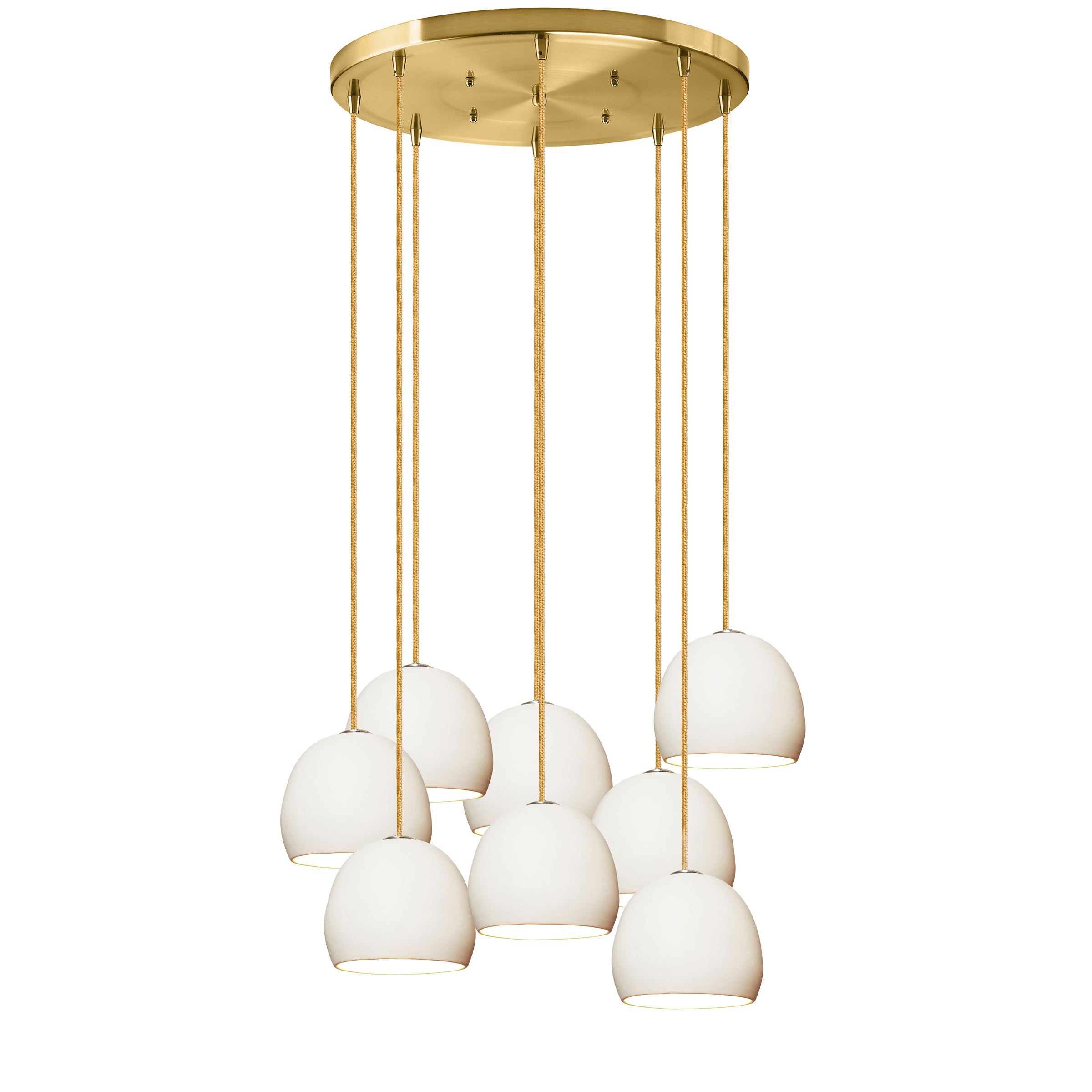 5&quot; Mini White Clay &amp; Brass Leaf Stagger 8 Light Chandelier