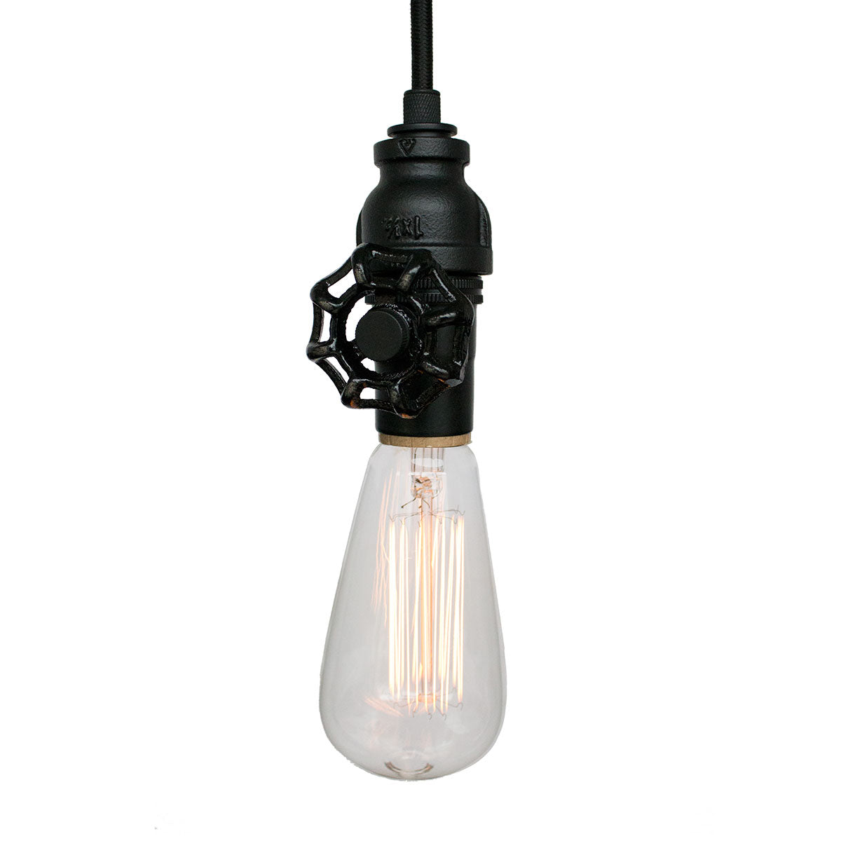 Vintage Upcycled Valve Pipe Bare Bulb Pendant Light