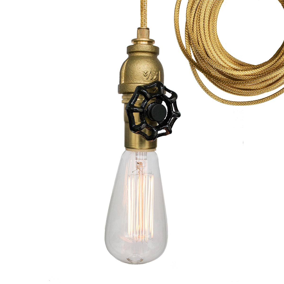 8&quot; Clear Blown Glass Pipe Upcycled Black Valve Pendant Light