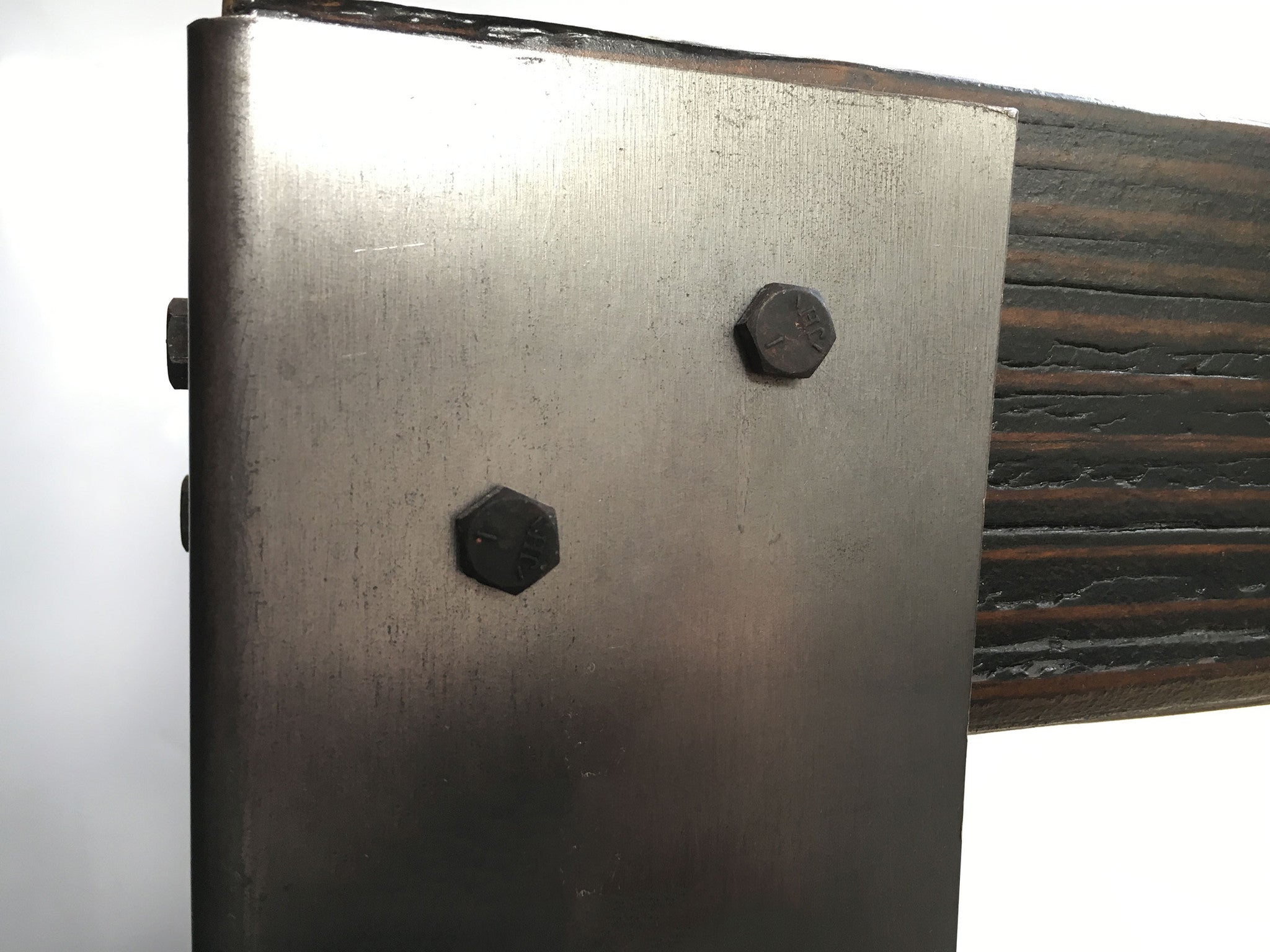 Reclaimed Wood and Hand Welded Steel Industrial Desk Hammers and Heels
