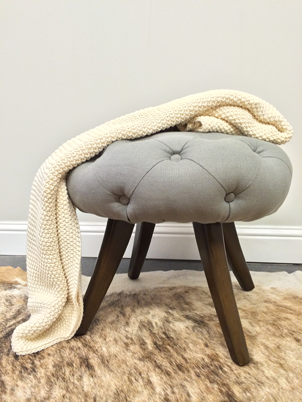 Tilly Tufted Linen Ottoman Stool Hammers and Heels