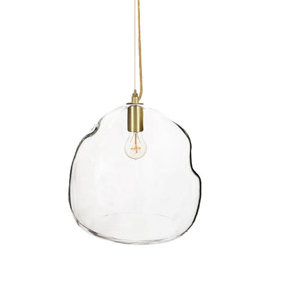 XL Clear Bubble Clear Hand Blown Glass Chandelier Pendant Light- Brass Cord Hammers and Heels