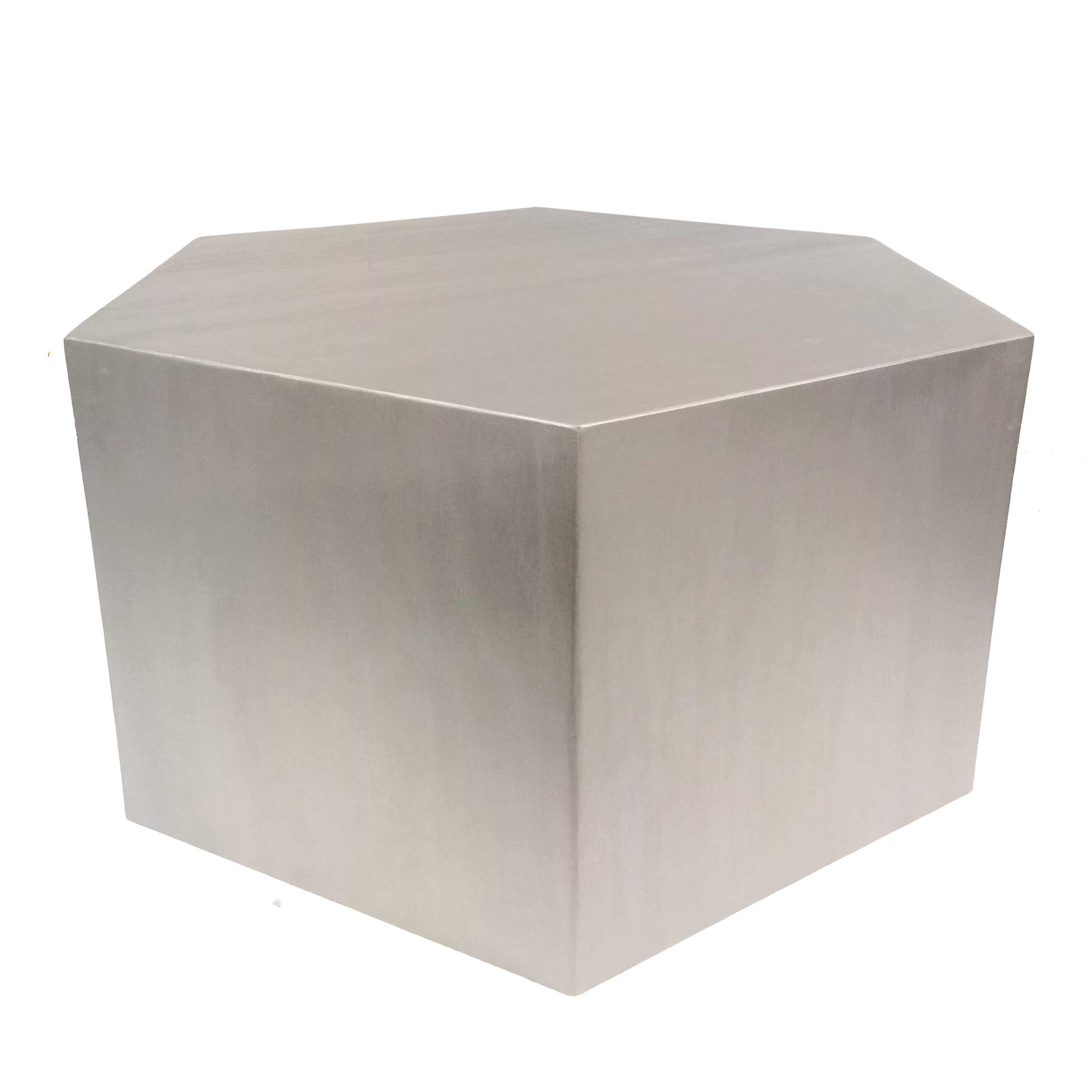 Hexagon Metallic Wood Modern Geometric Nickel Table