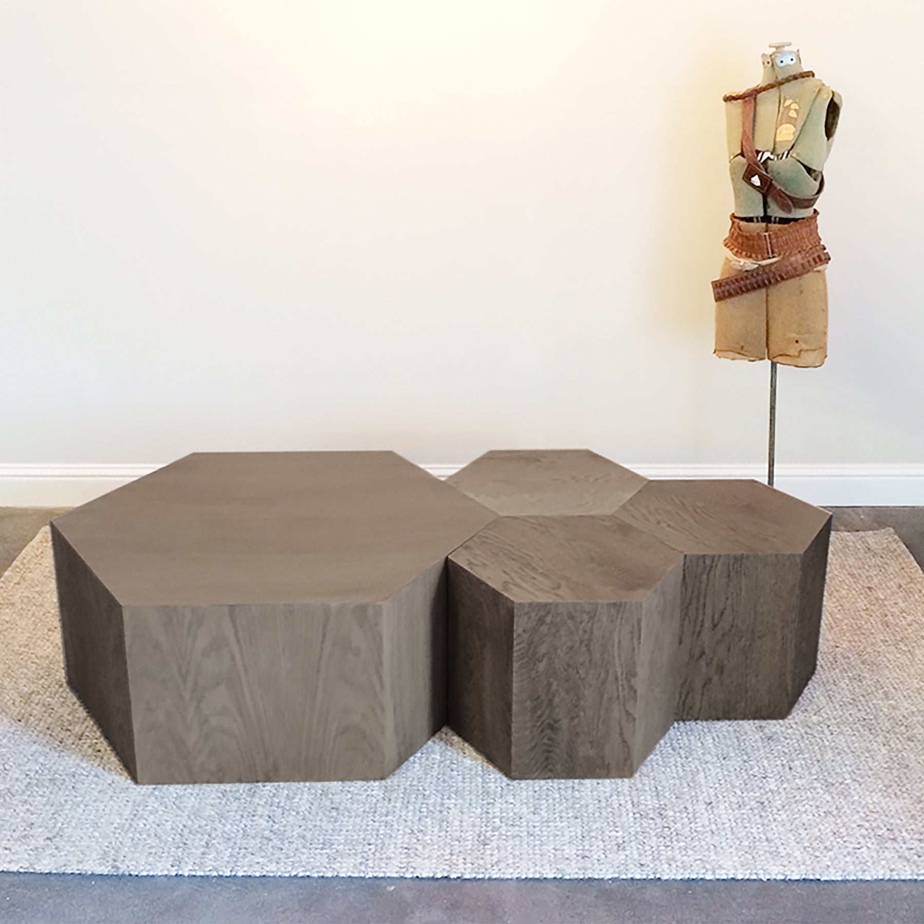 Hexagon Metallic Wood Modern Geometric Oil Rubbed Bronze Table